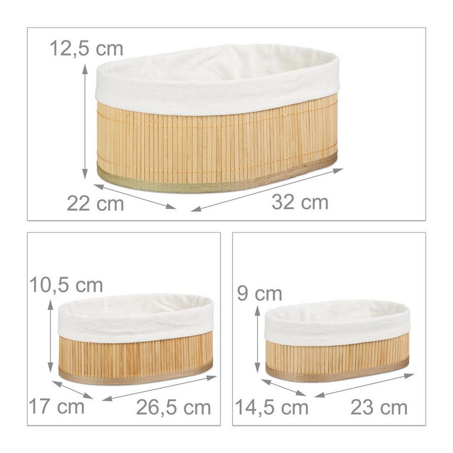 B2X Cestino in bambù in tre parti  