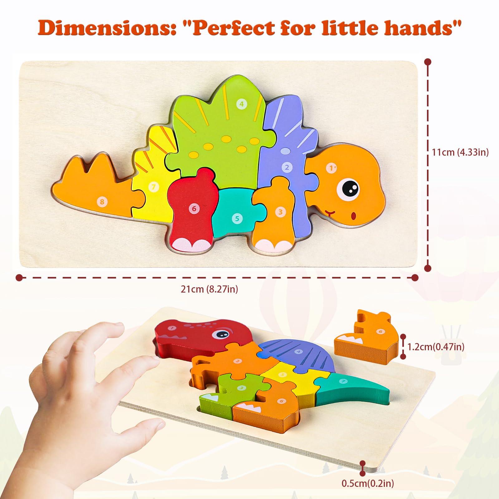 Activity-board  6 Stück Dinosaurier Holzpuzzle für Kinder lernen pädagogische Baby-Puzzle 