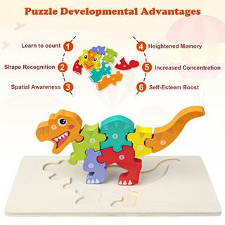 Activity-board  6 Stück Dinosaurier Holzpuzzle für Kinder lernen pädagogische Baby-Puzzle 