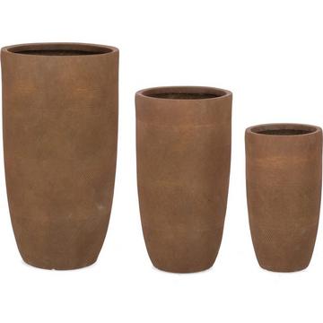 Cache-pot Rigo Rusty haut rond (lot de 3)