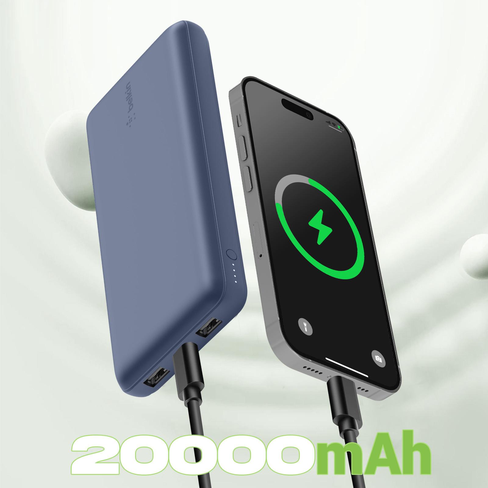 belkin  Powerbank 20000mAh 2x USB + USB-C Blau 