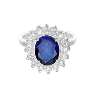 Elli  Bague Cocktail Royal Saphir Synthétique Et Zirconium 