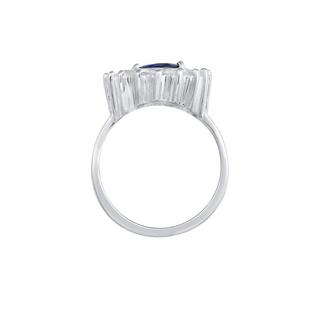 Elli  Bague Cocktail Royal Saphir Synthétique Et Zirconium 