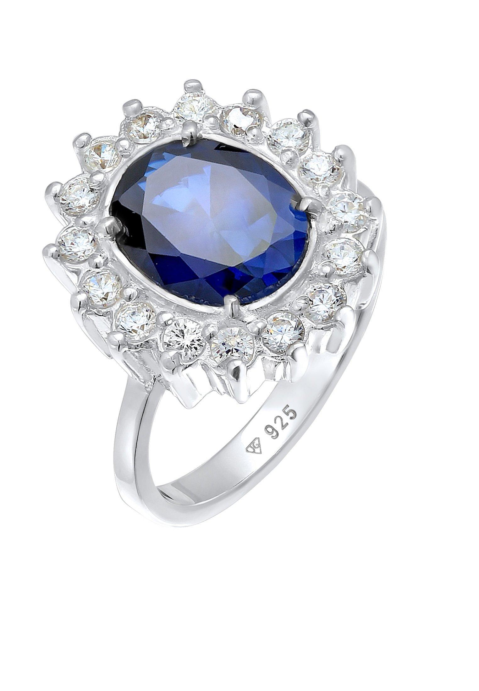 Elli  Bague Cocktail Royal Saphir Synthétique Et Zirconium 