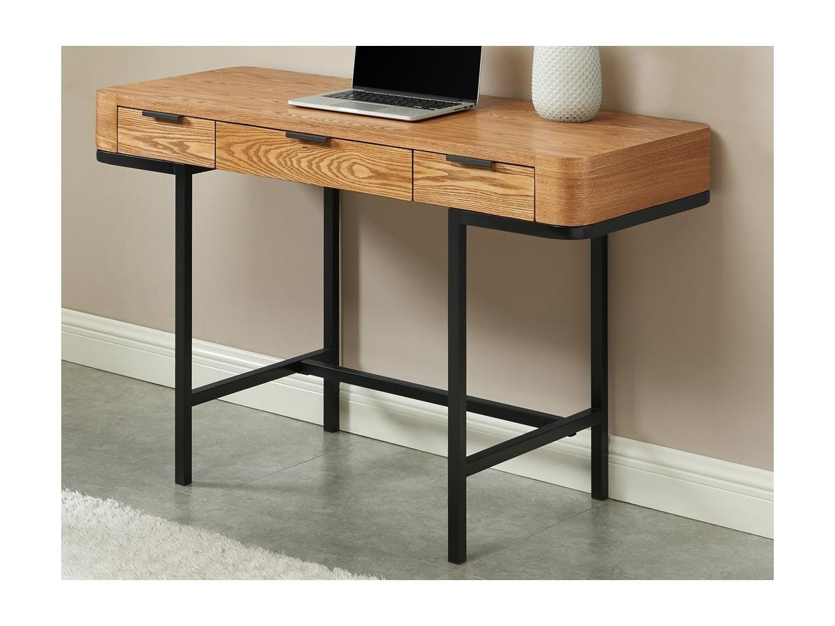 Vente-unique Schreibtisch mit 3 Schubladen - MDF & Metall - Holzfarben & Schwarz - LISELA  