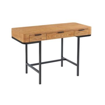 Schreibtisch mit 3 Schubladen - MDF & Metall - Holzfarben & Schwarz - LISELA