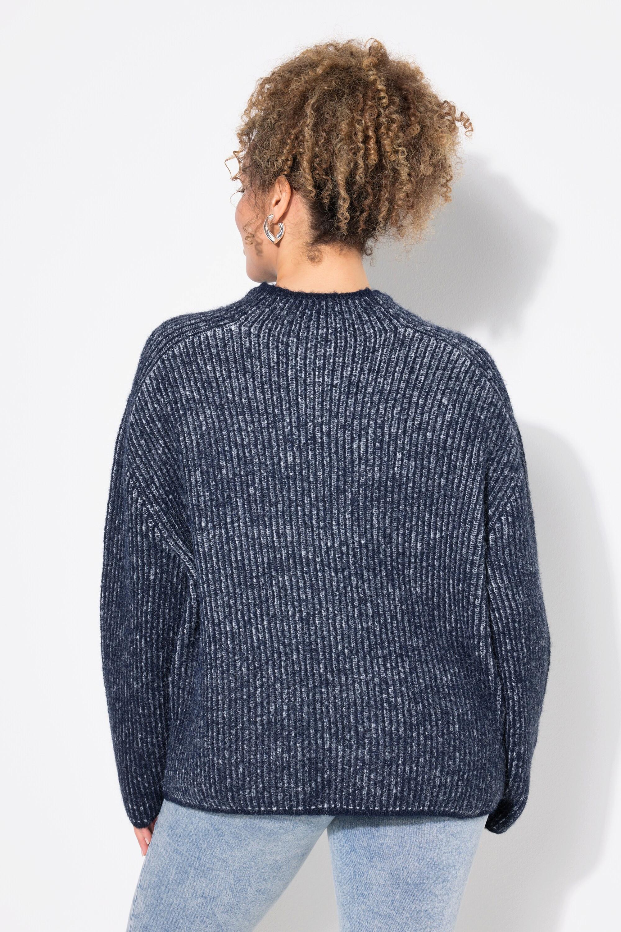 Ulla Popken  Pullover, Streifen, Stehkragen, Langarm 