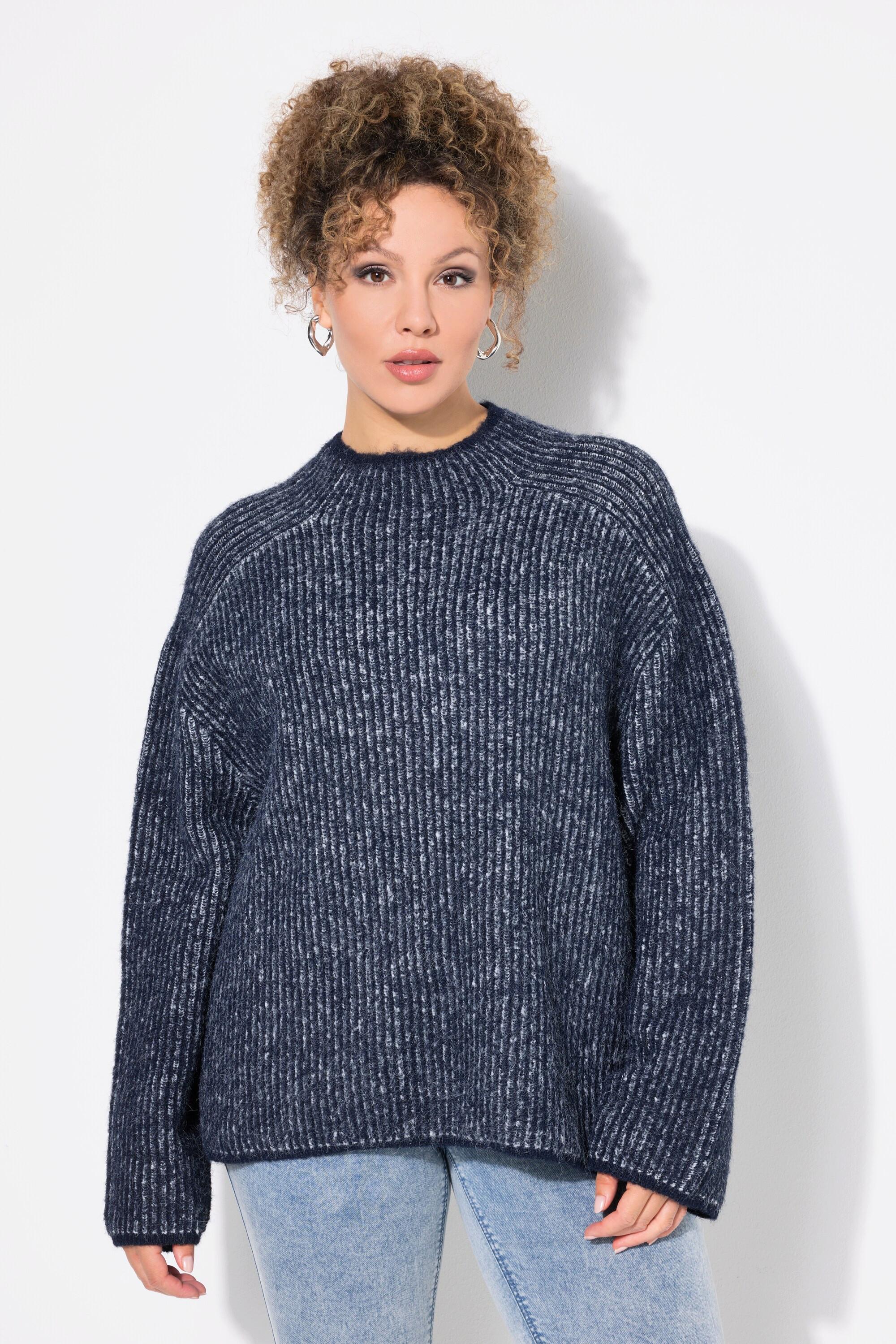 Ulla Popken  Pullover, Streifen, Stehkragen, Langarm 