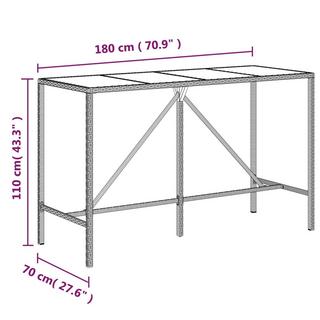 VidaXL Table de bar avec dessus en verre rotin synthétique  