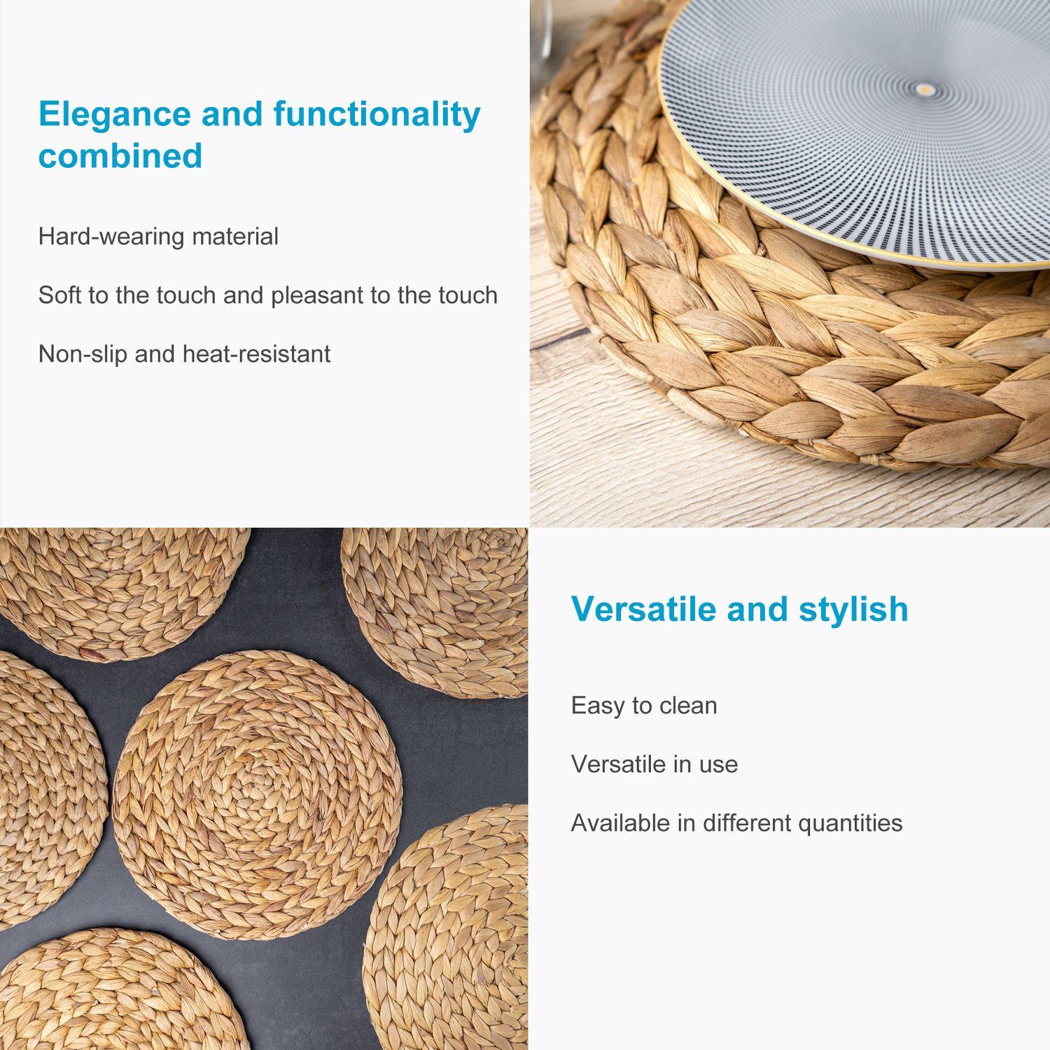 Intirilife 6x set de table en jonc de mer - jacinthe d'eau  