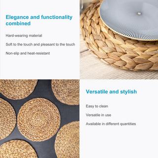 Intirilife 6x set de table en jonc de mer - jacinthe d'eau  