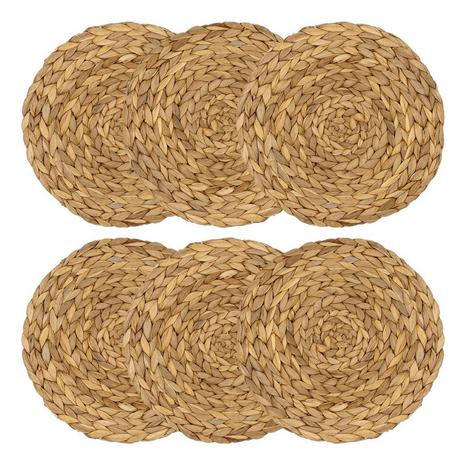 Intirilife 6x set de table en jonc de mer - jacinthe d'eau  