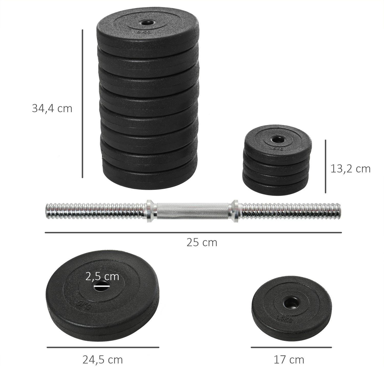 Northio  Set di manubri da 2 manubri, set di manubri da 50 kg con 2 manubri, 12 pesi e serrature a 4 stelle, acciaio, nero 