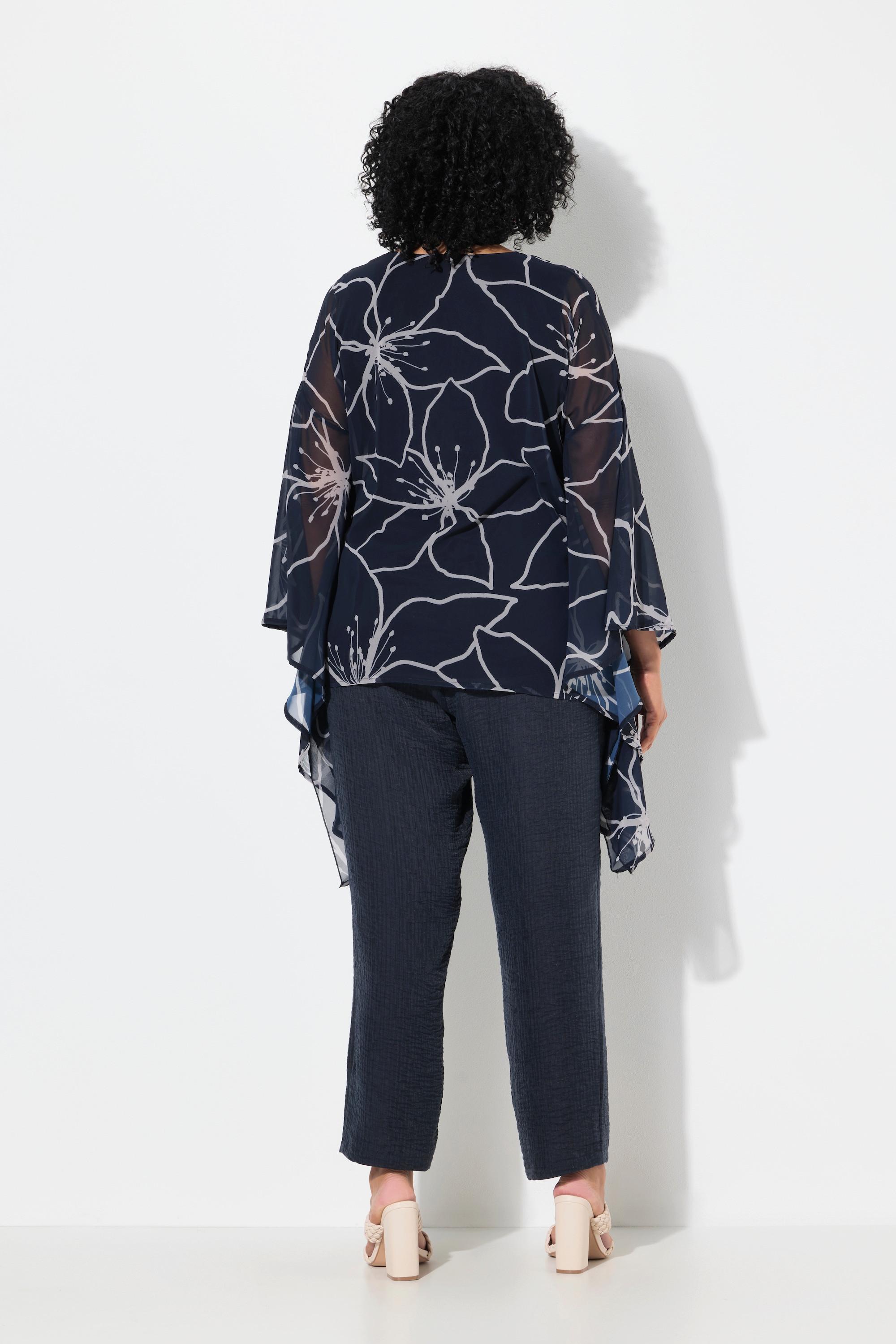 Ulla Popken Blusa Chiffon Fiori Oversize Maniche 3/4  