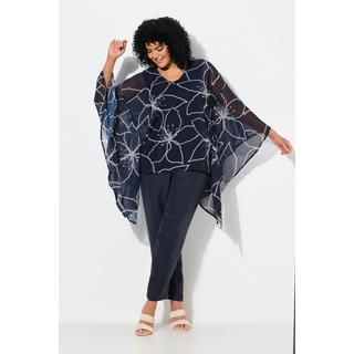 Ulla Popken Blusa Chiffon Fiori Oversize Maniche 3/4  