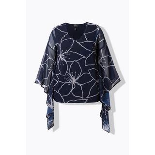 Ulla Popken Blusa Chiffon Fiori Oversize Maniche 3/4  