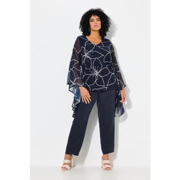 Blusa dal taglio oversize in chiffon a fiori con scollo a V e maniche a 3/4