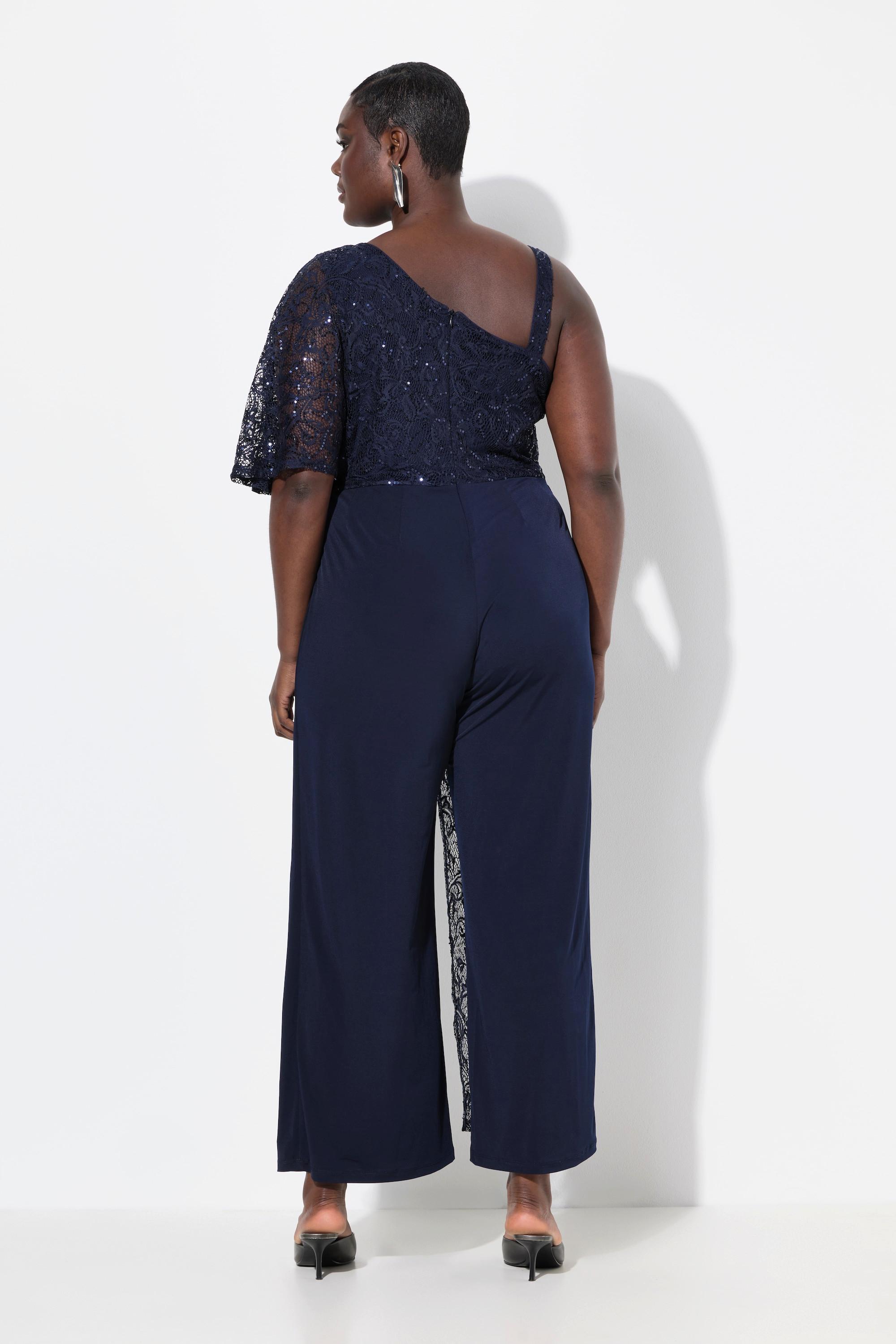 Ulla Popken Mantella Pizzo Paillettes Gamba Larga Tuta  