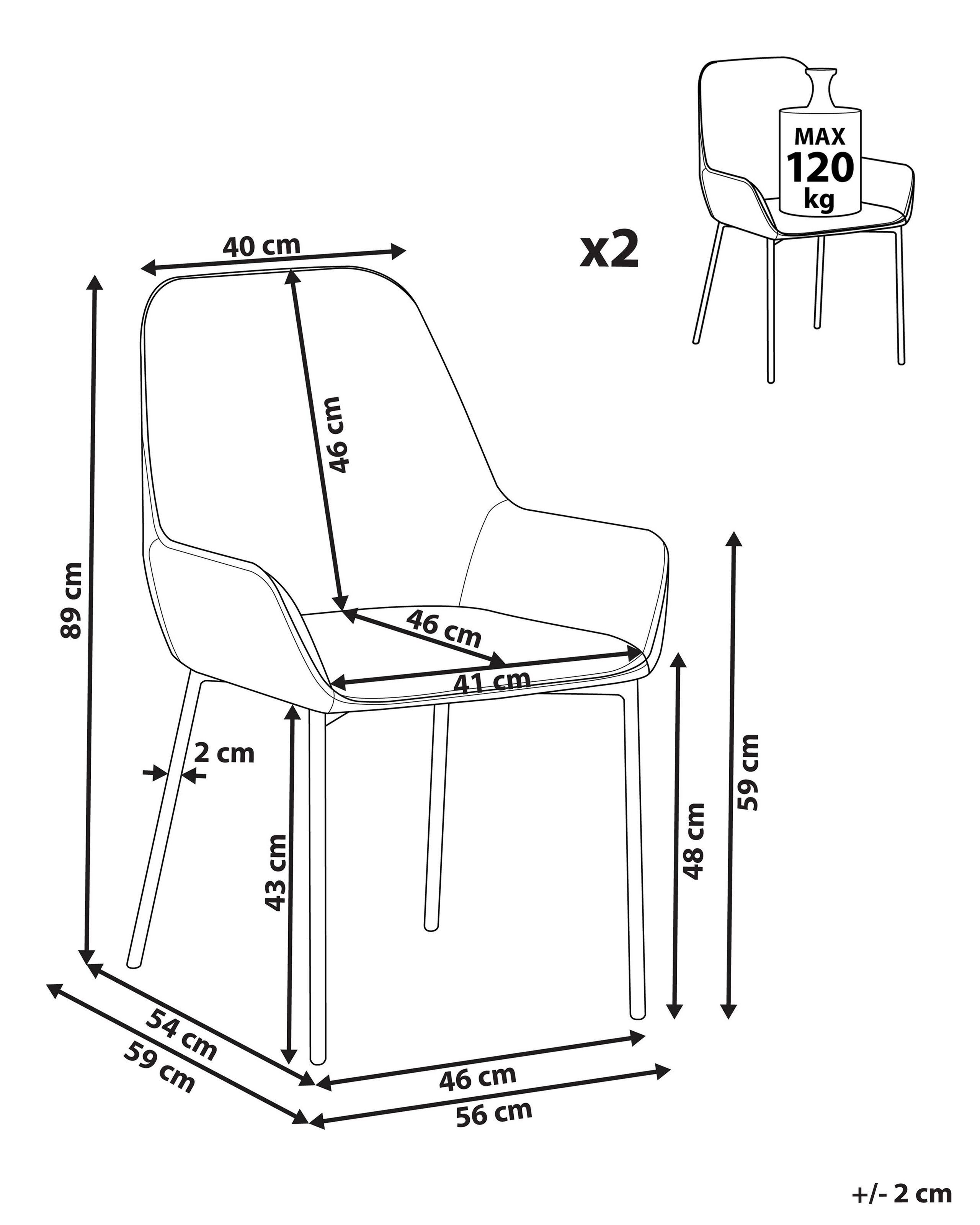 Beliani Lot de 2 chaises de salle à manger en Velours Moderne LOVERNA  