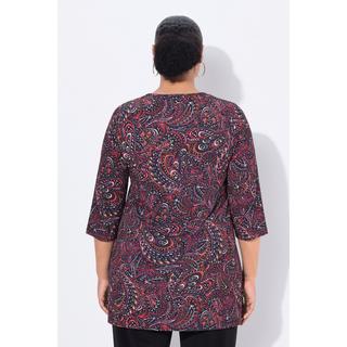 Ulla Popken Longshirt Paisley Linea ad A Scollo a Tunica Maniche 3/4  