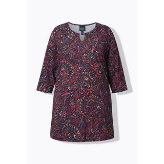 Ulla Popken Longshirt Paisley Linea ad A Scollo a Tunica Maniche 3/4  
