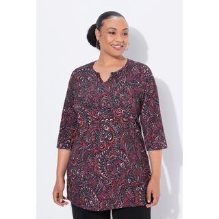 Ulla Popken Longshirt Paisley Linea ad A Scollo a Tunica Maniche 3/4  