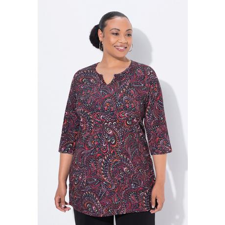 Ulla Popken Longshirt Paisley Linea ad A Scollo a Tunica Maniche 3/4  
