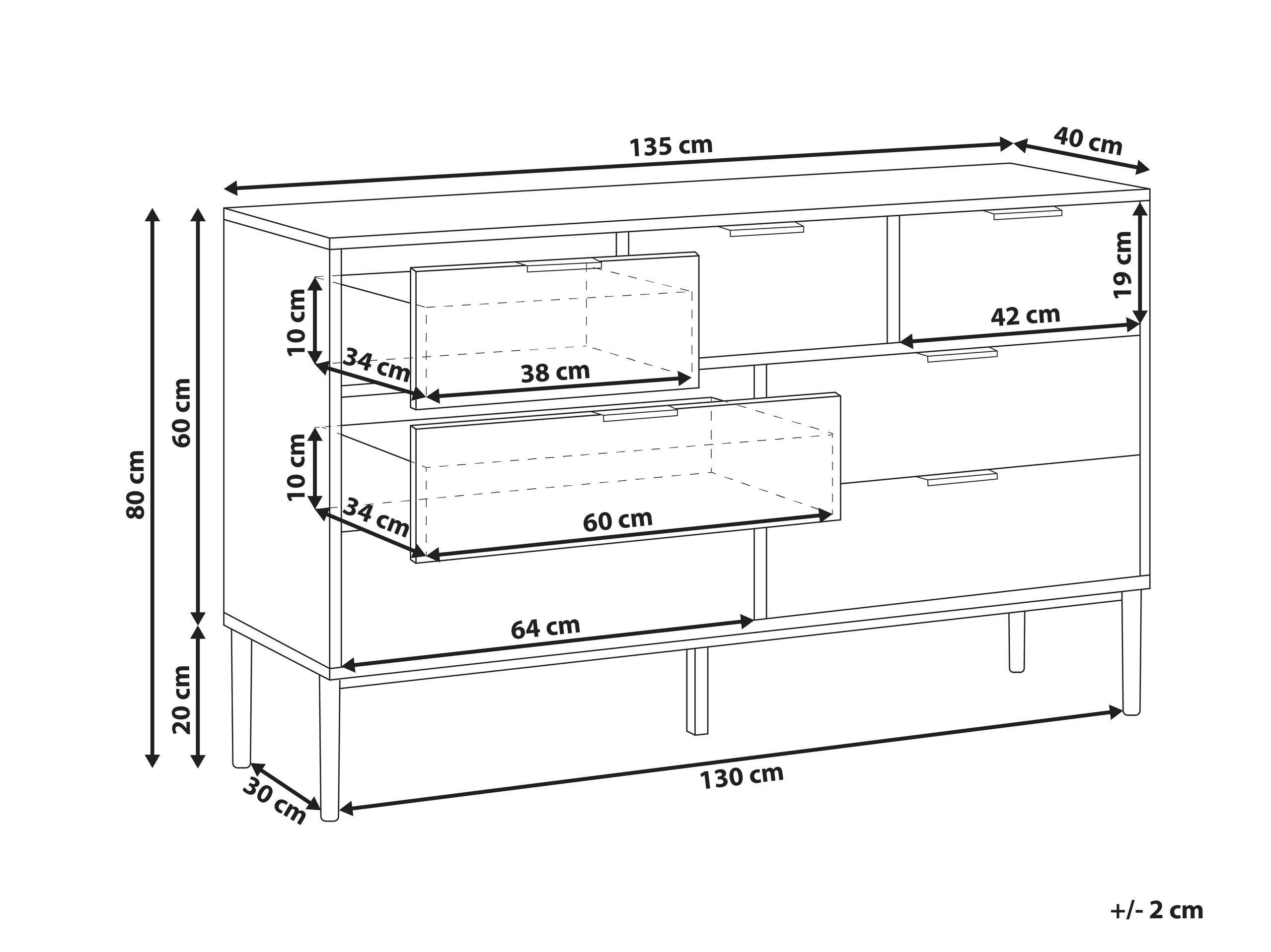 Beliani Cassettiera 7 cassetti en Fibra a media densità (MDF) Moderno LEDUC  