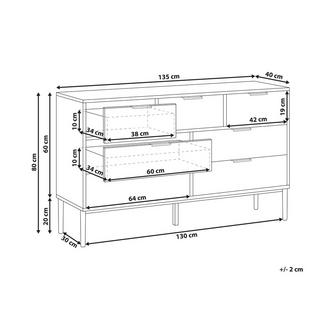 Beliani Cassettiera 7 cassetti en Fibra a media densità (MDF) Moderno LEDUC  