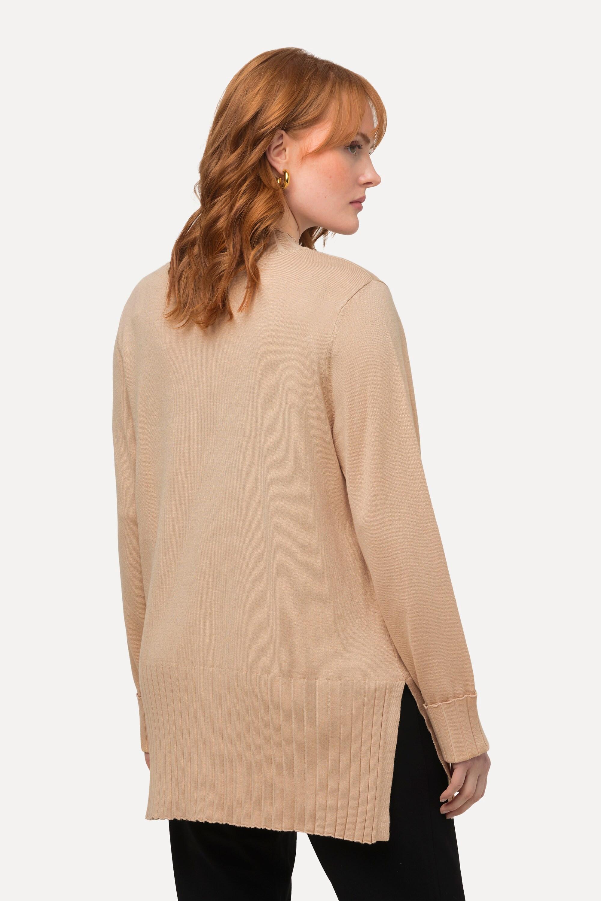 Ulla Popken  Pullover, gerippter Stehkragen, Langarm 