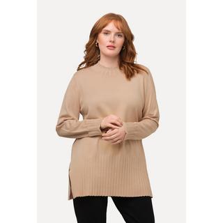 Ulla Popken  Pullover, gerippter Stehkragen, Langarm 