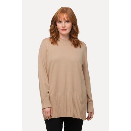 Ulla Popken  Pullover, gerippter Stehkragen, Langarm 