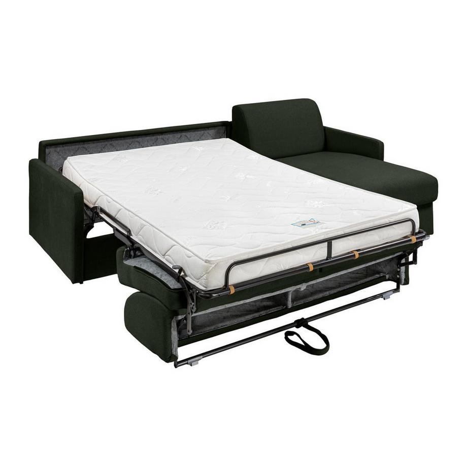 Vente-unique Canapé d'angle convertible express et réversible en tissu vert sapin - Couchage 140 cm - Matelas 14 cm - CALIFE  