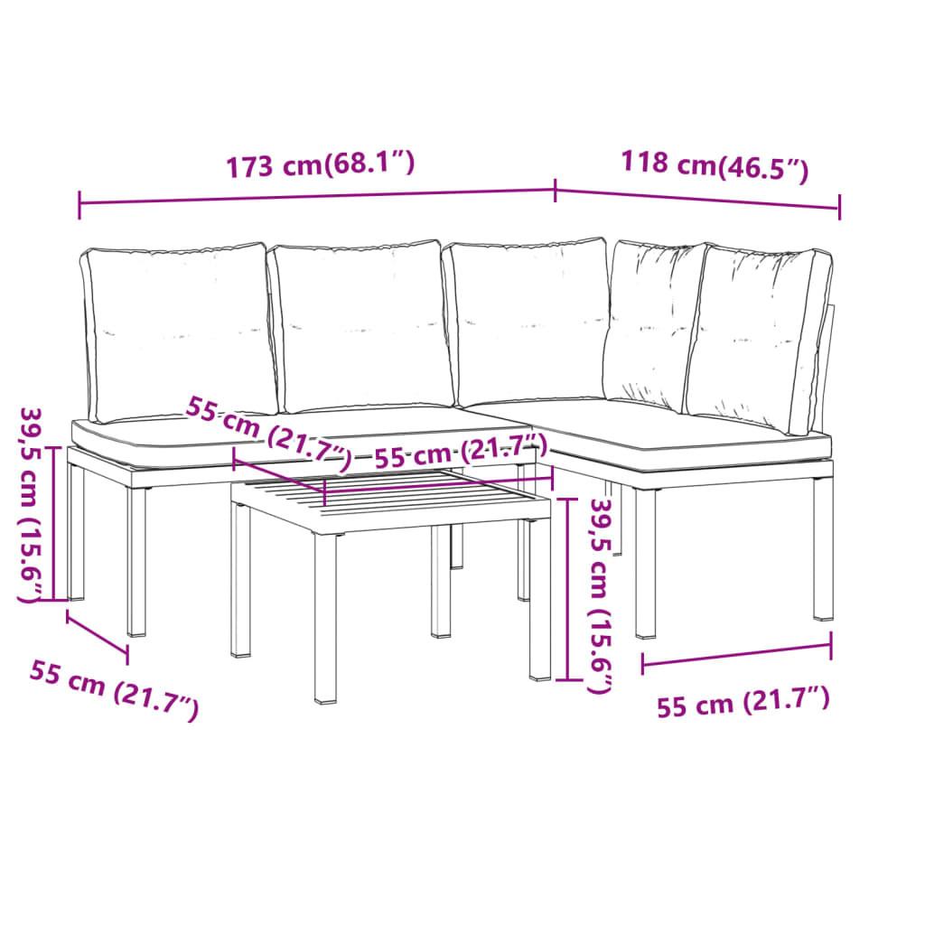 VidaXL Ensemble de banc acier  