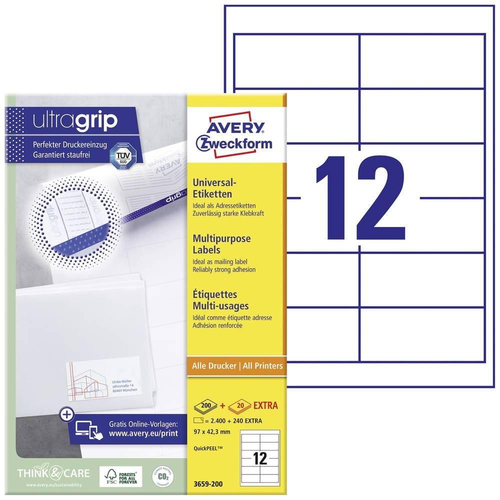 Avery-Zweckform Universal-Etiketten 97 x 42.3 mm Papier Weiß 2640 St. Permanent haftend Tintenstrahldrucker  