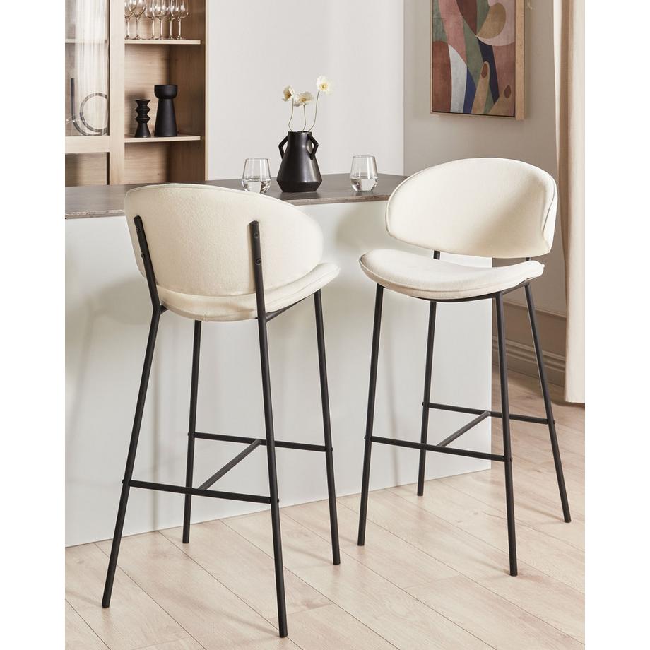 Beliani Lot de 2 chaises de bar en Tissu  KIANA  