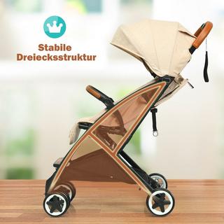 Northix  Faltbarer Kinderwagen mit Verstellbare Rückenlehne & Fußstütze & Verdeck Beige 