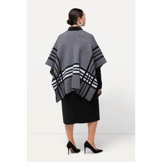 Ulla Popken  Poncho di maglia dal taglio oversize con quadri grandi e mezze maniche 