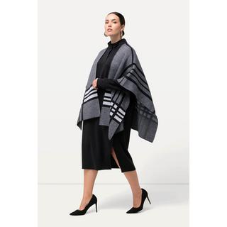 Ulla Popken  Poncho di maglia dal taglio oversize con quadri grandi e mezze maniche 