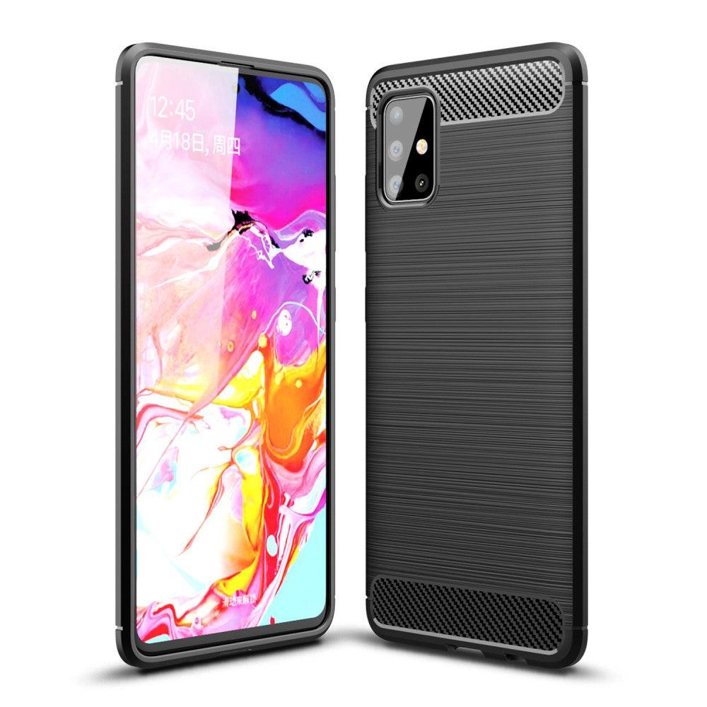 Image of Galaxy A51 - Silikon Case Metall Carbon Look Schwarz