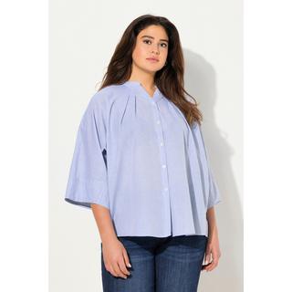 Ulla Popken  Bluse, Zierfalten, Oversized, V-Ausschnitt, Fledermausarm 