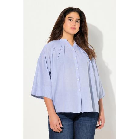 Ulla Popken  Bluse, Zierfalten, Oversized, V-Ausschnitt, Fledermausarm 