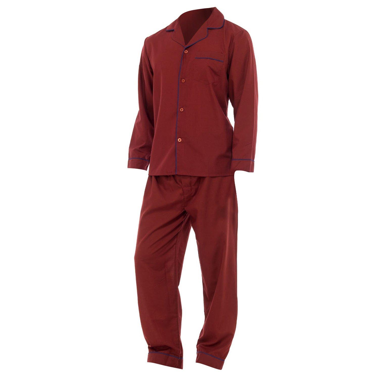 Image of Schlafanzug Pyjama, Langarm, Unifarben Unisex Rot Bunt L
