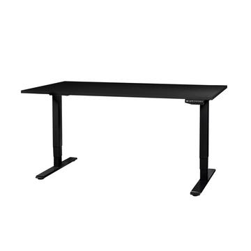 Table de bureau réglable en hauteur 1.6x0.8m noir / piétement noir RAL 9005
