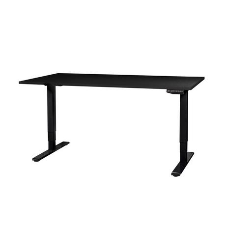 Contini Table de bureau réglable en hauteur 1.6x0.8m noir / piétement noir RAL 9005  