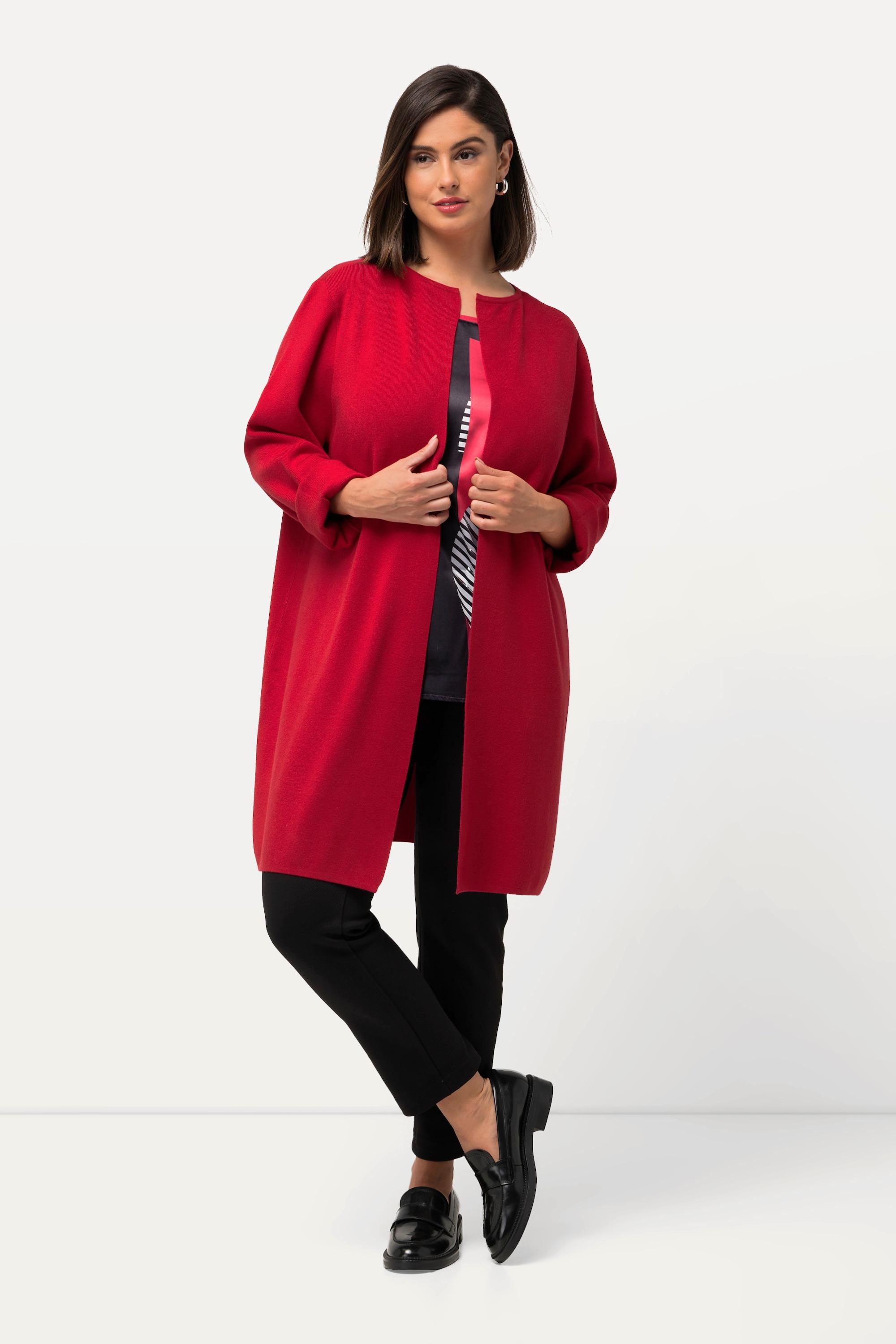 Ulla Popken  Cardigan lungo e aperto con scollo con risvolti 