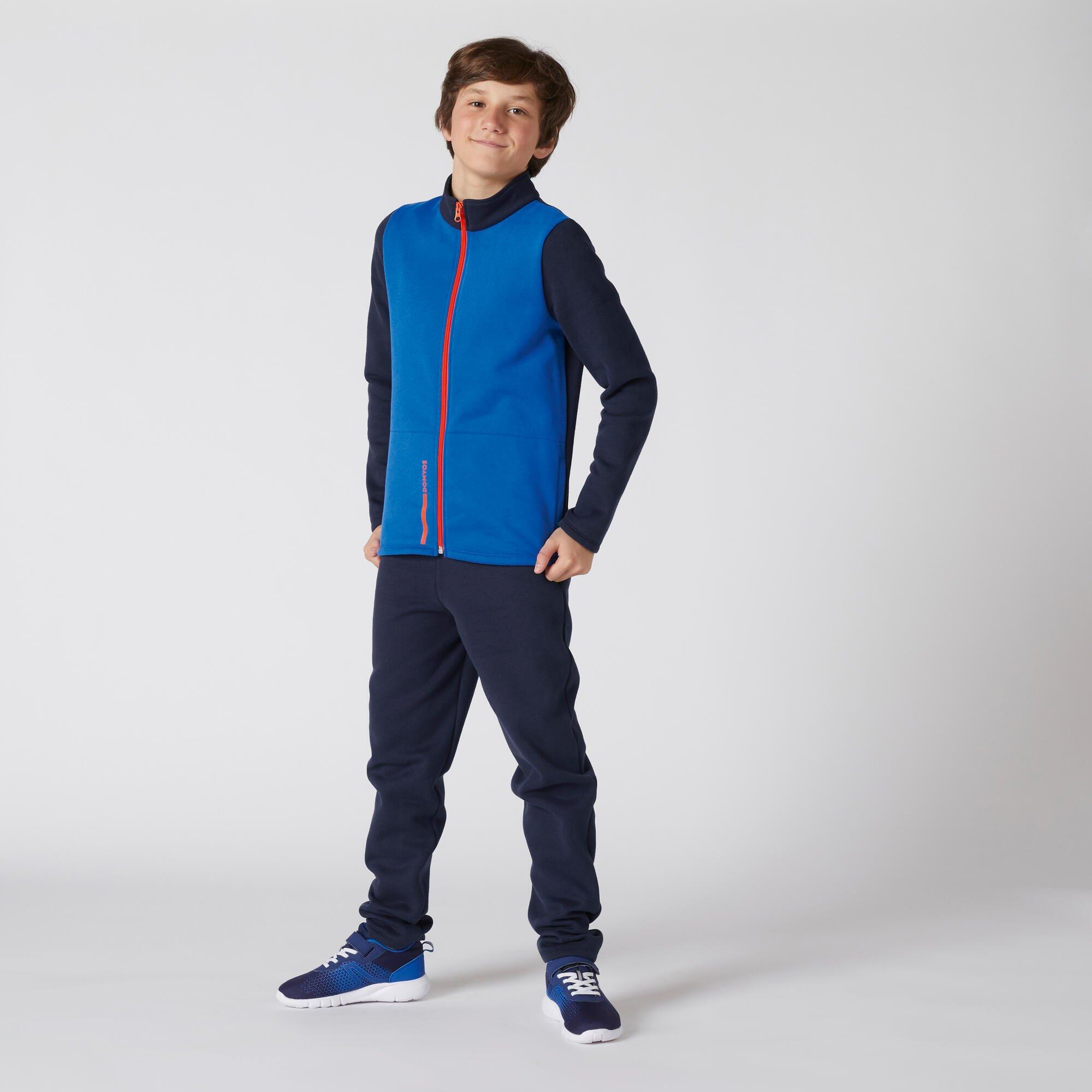 DOMYOS  Survêtement enfant molleton - Warmy zip Basique bleu 