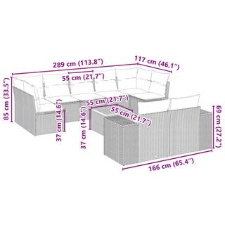 VidaXL Ensemble de canapés de jardin rotin synthétique  