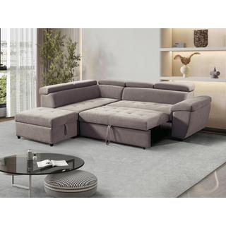 Vente-unique Ecksofa mit Schlaffunktion - Ecke links - Strukturstoff - Taupe - VALDERAS  