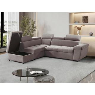 Vente-unique Ecksofa mit Schlaffunktion - Ecke links - Strukturstoff - Taupe - VALDERAS  